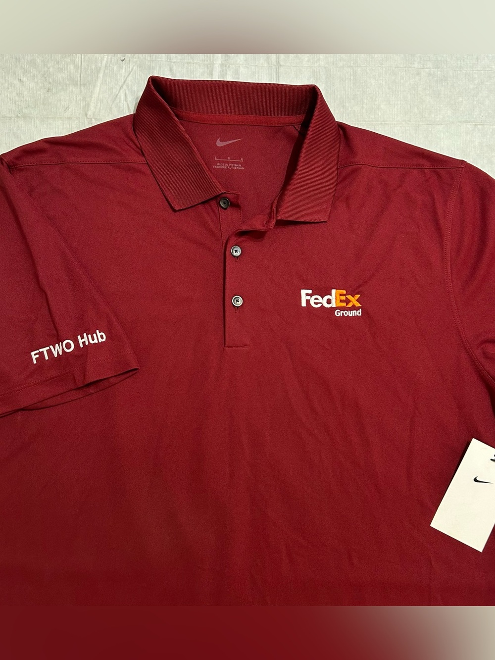 NWT FedEx Ground FTWO Hub NIKE Delivery Short Sleeve Polo Employee Uniform Men L